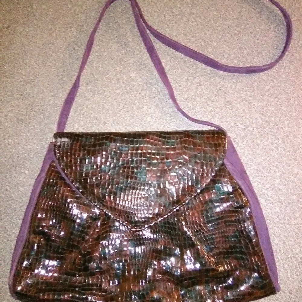 Purple Crocodile Textured Style Purse